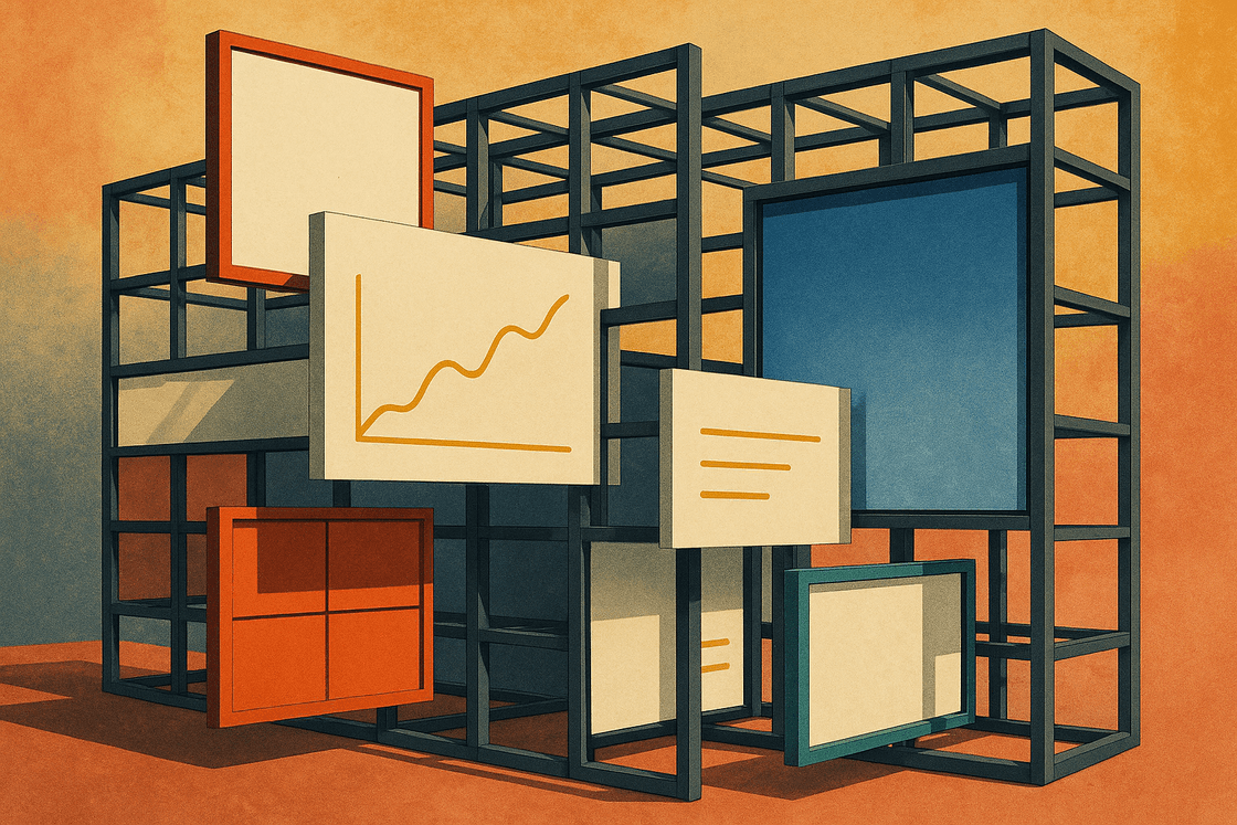 Cover illustration for Dynamic Interface Mesh showing slots and modules assembled into a runtime layout